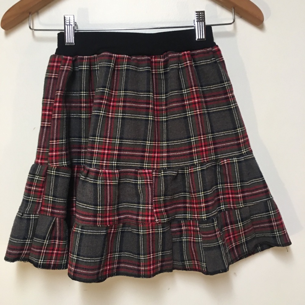 Skirt Flannel Girls 4/5 Midi Multicolored Plaid Ruffle Tiered Mom and Pop's Kids - Picture 2 of 8